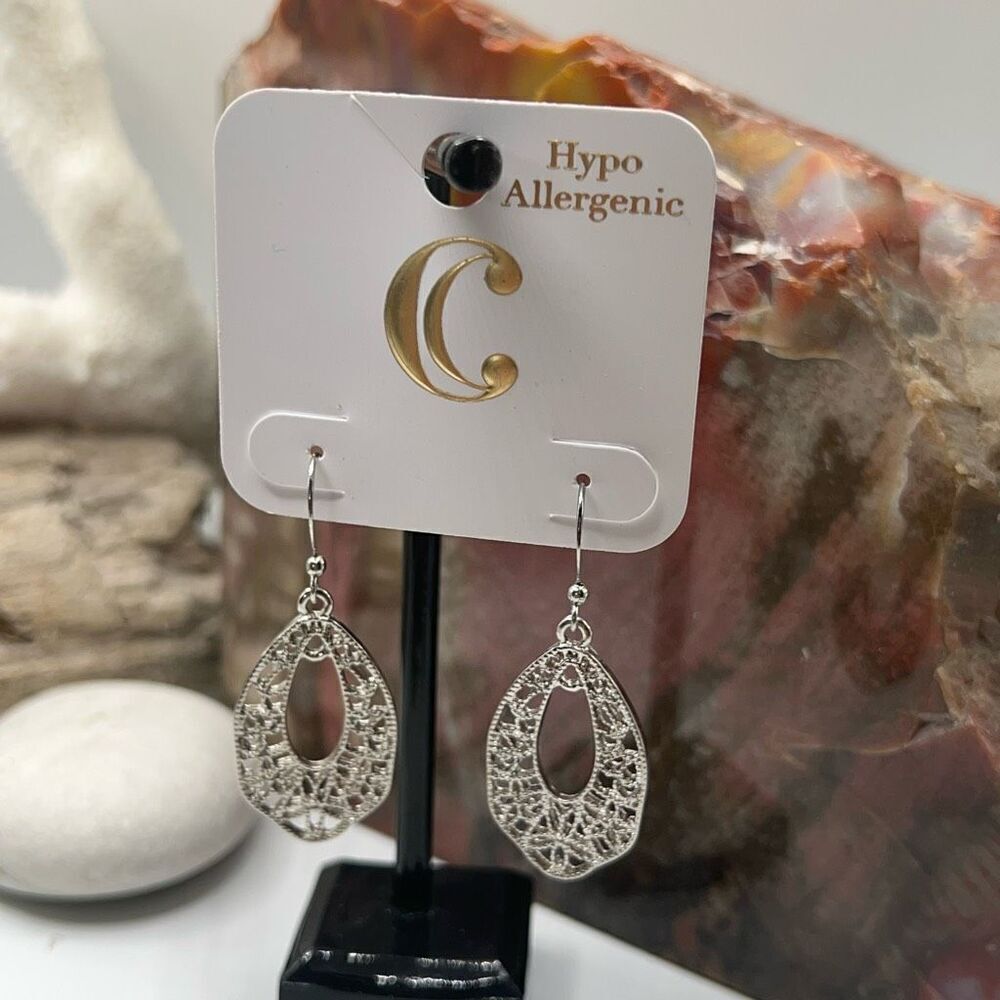 Charming Charlie Silver Dangle Filligree Earrings - Picture 10 of 12